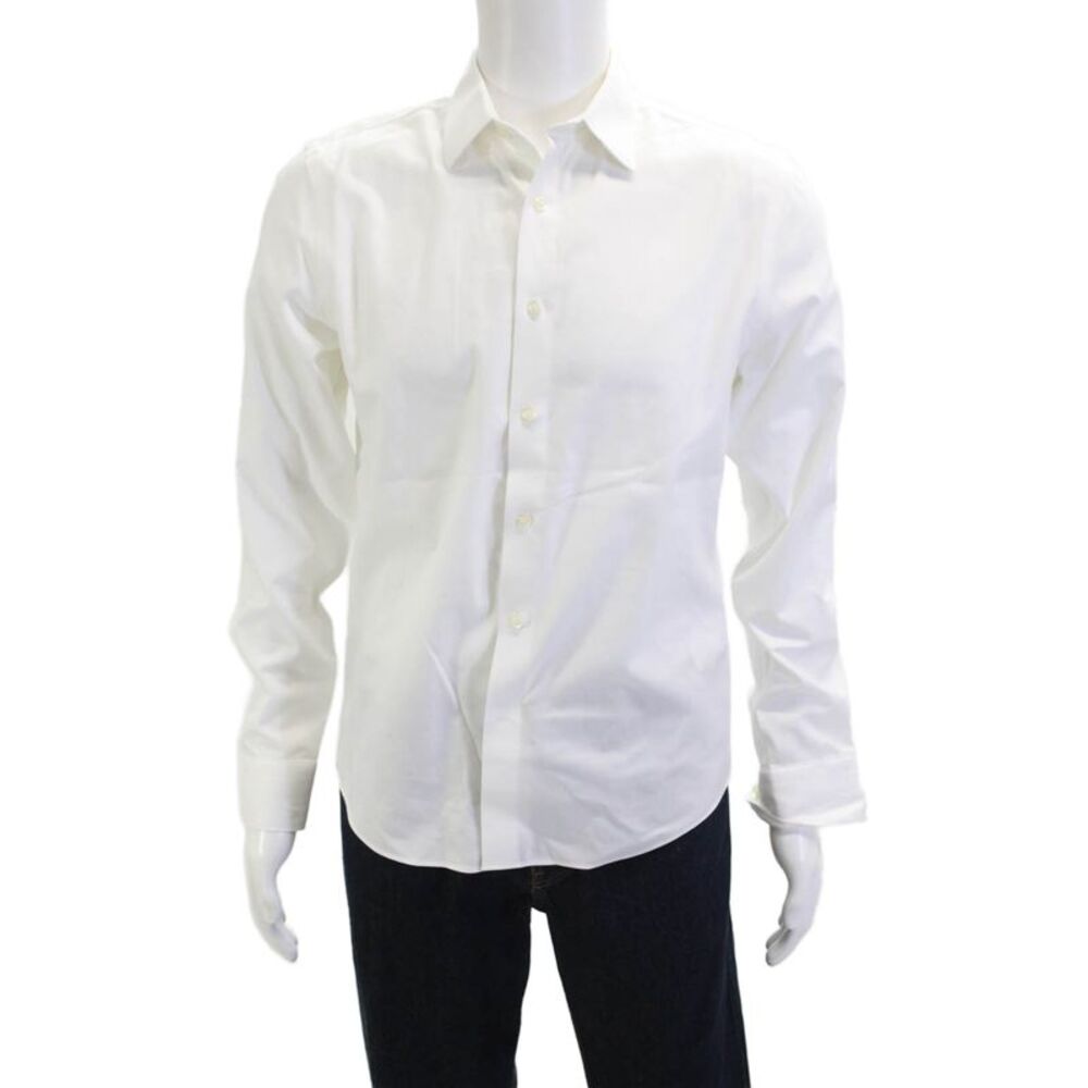 Banana Republic Mens Point Collar Dress Shirt White Cotton Long Sleeve Size S